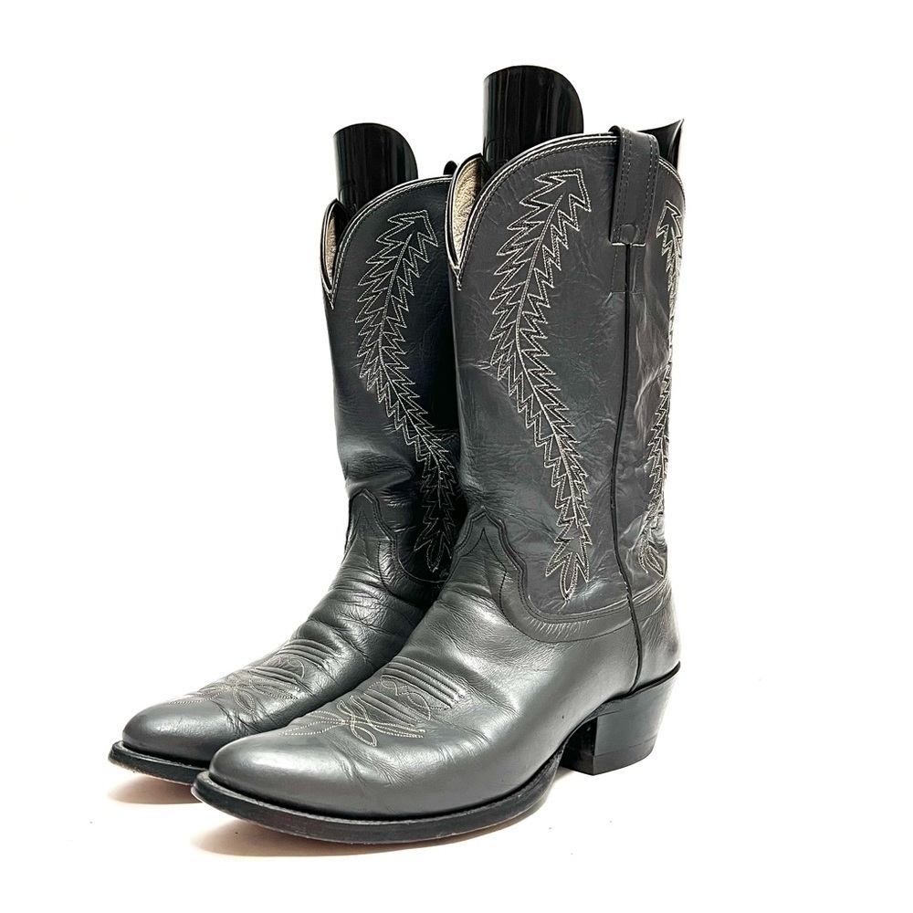 Vintage 1970s men’s gray leather western style cowboy boots
